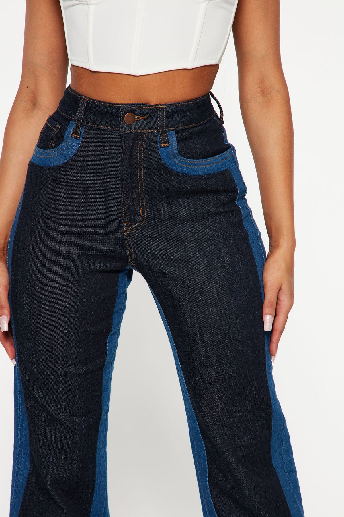 Shandy Straight Leg Two Tone Jeans - Dark/Combo