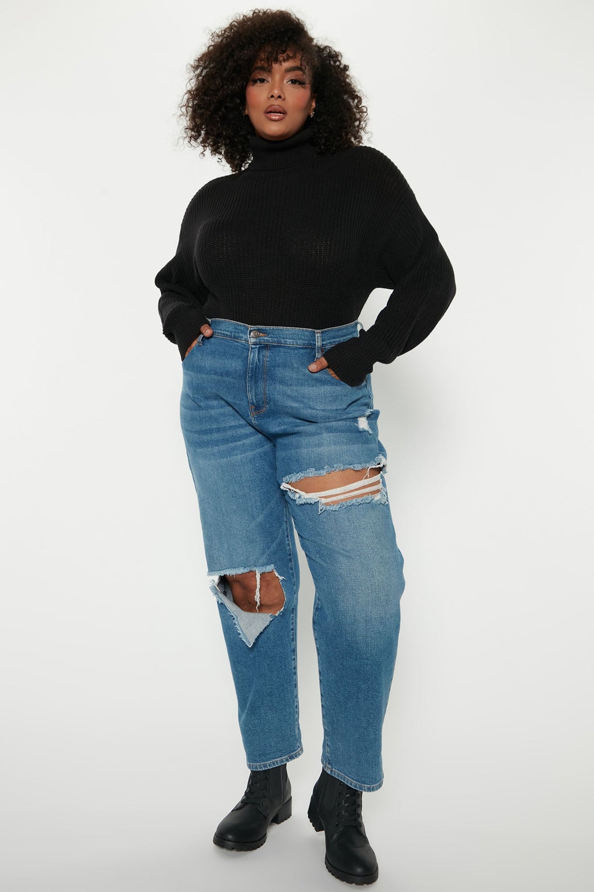 Roll With The Flow Turtleneck Sweater - Black