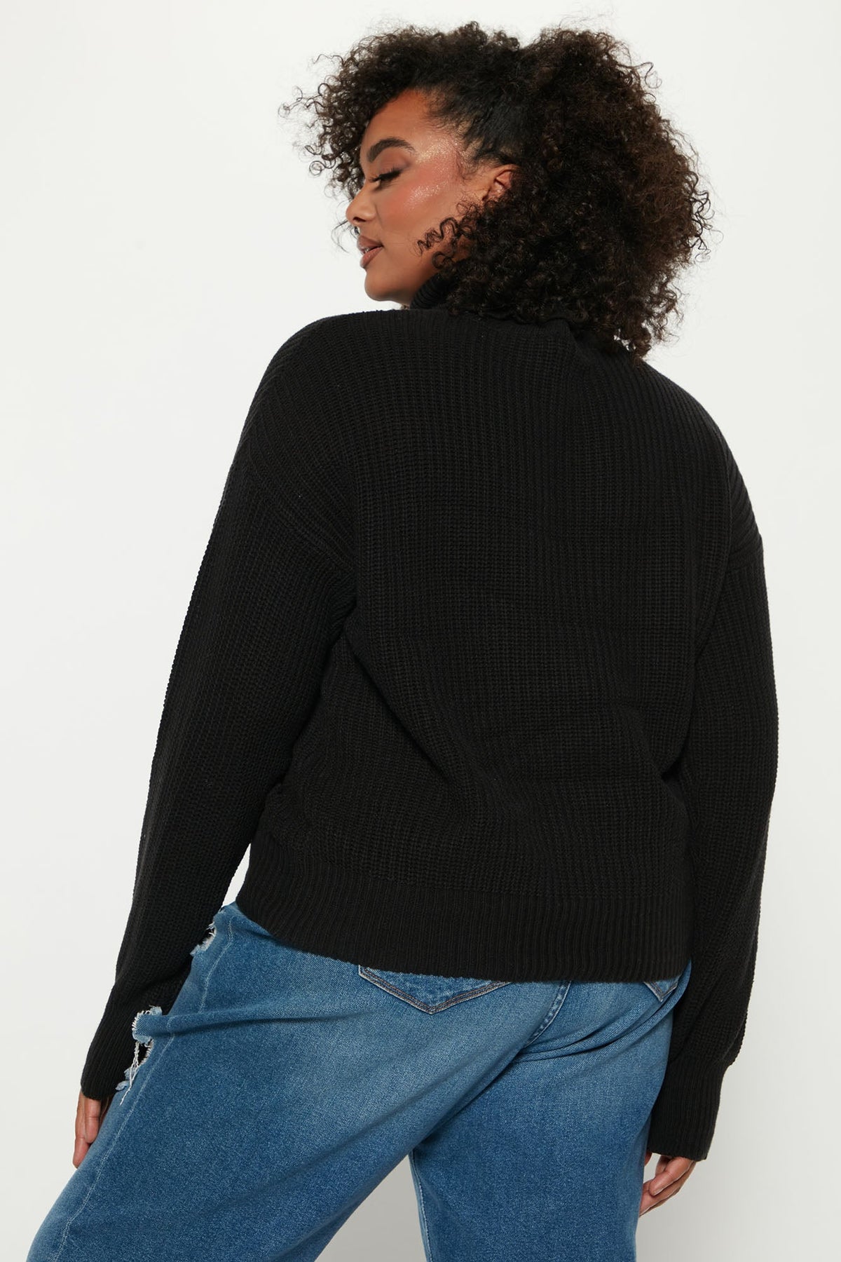 Roll With The Flow Turtleneck Sweater - Black