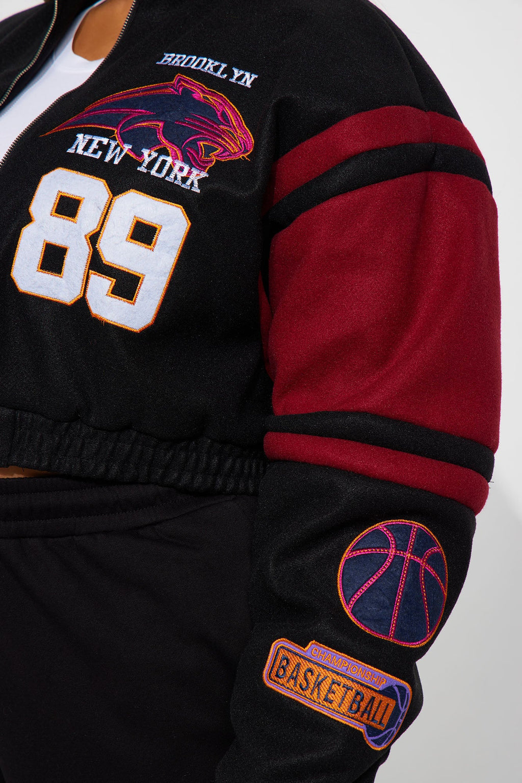 Brooklyn Hottie Bomber Jacket - Burgundy