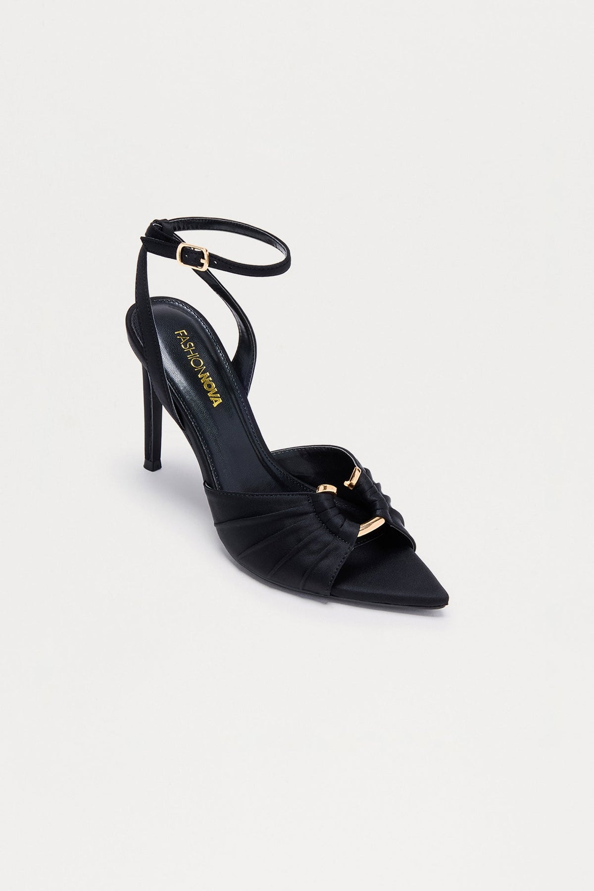Jasmira Hardware Ankle Strap Heels - Black