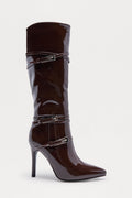 Benner Buckle Stiletto Boots - Brown