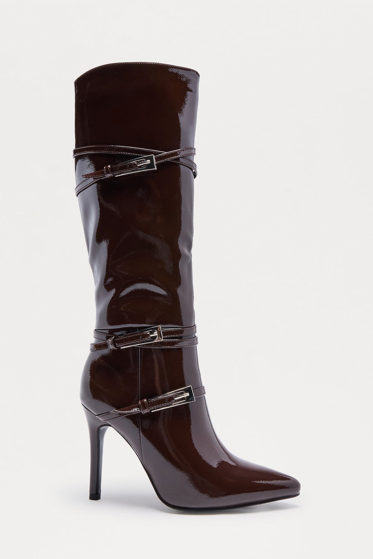 Benner Buckle Stiletto Boots - Brown