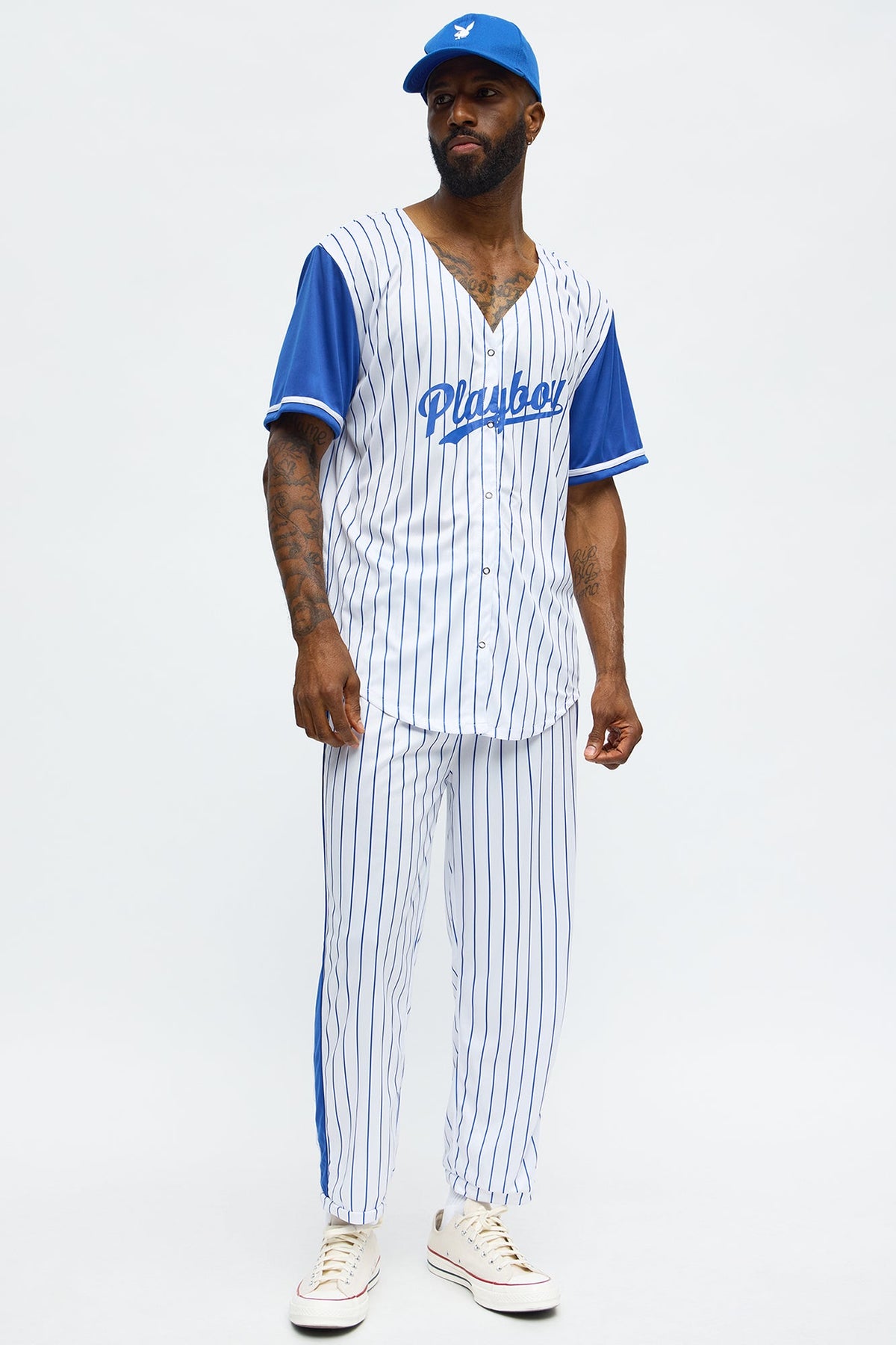 Playboy Baseball Player Costume - White/Blue