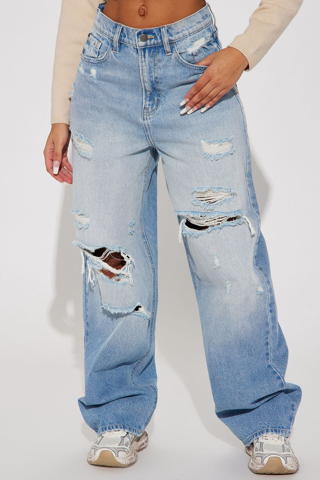 On Trend 90's Baggy Jeans - Light Wash