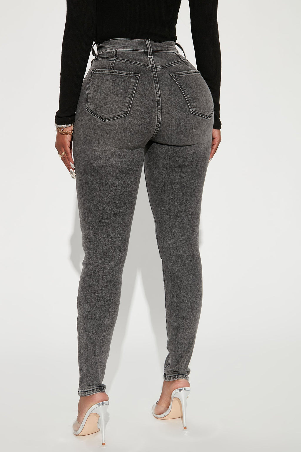 Petite Living Life High Stretch Skinny Jeans - Black Wash