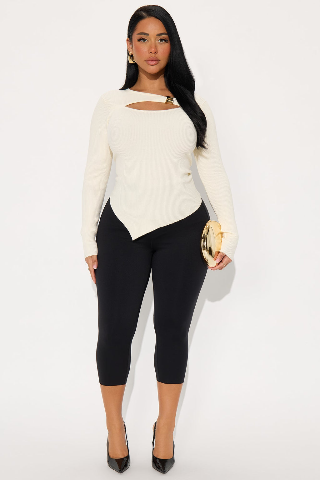 Pumpkin Spice Hardware Sweater Top - Ivory
