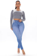 Tall Show Off The Curves Super Stretch Booty Lifter Skinny Jeans - Medium Blue Wash