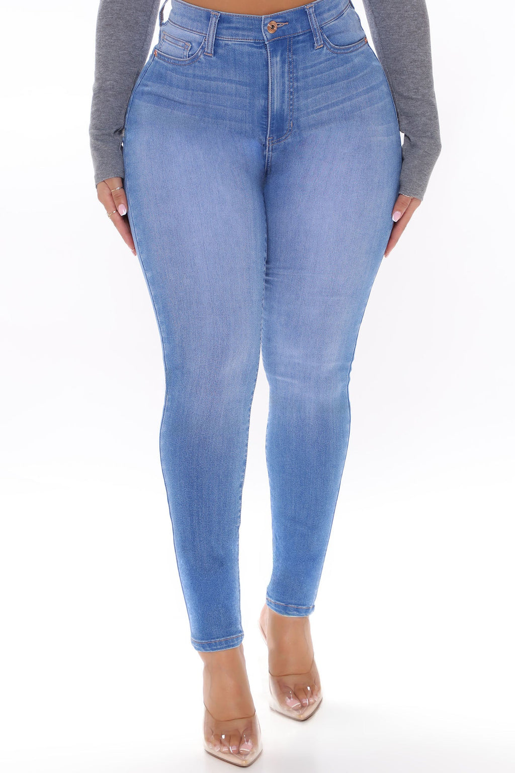 Tall Show Off The Curves Super Stretch Booty Lifter Skinny Jeans - Medium Blue Wash