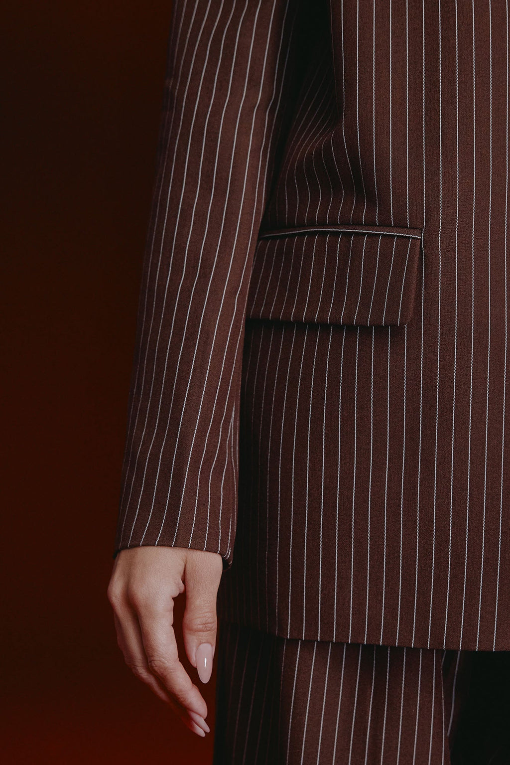 Tailored Pinstripe Pant Set - Brown/combo