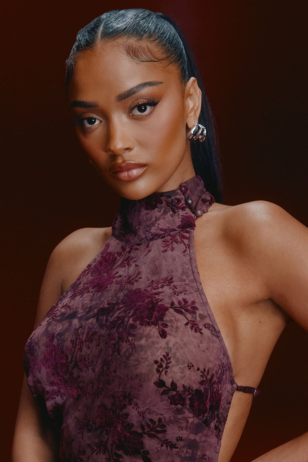 Velvet Hour Maxi Dress - Burgundy