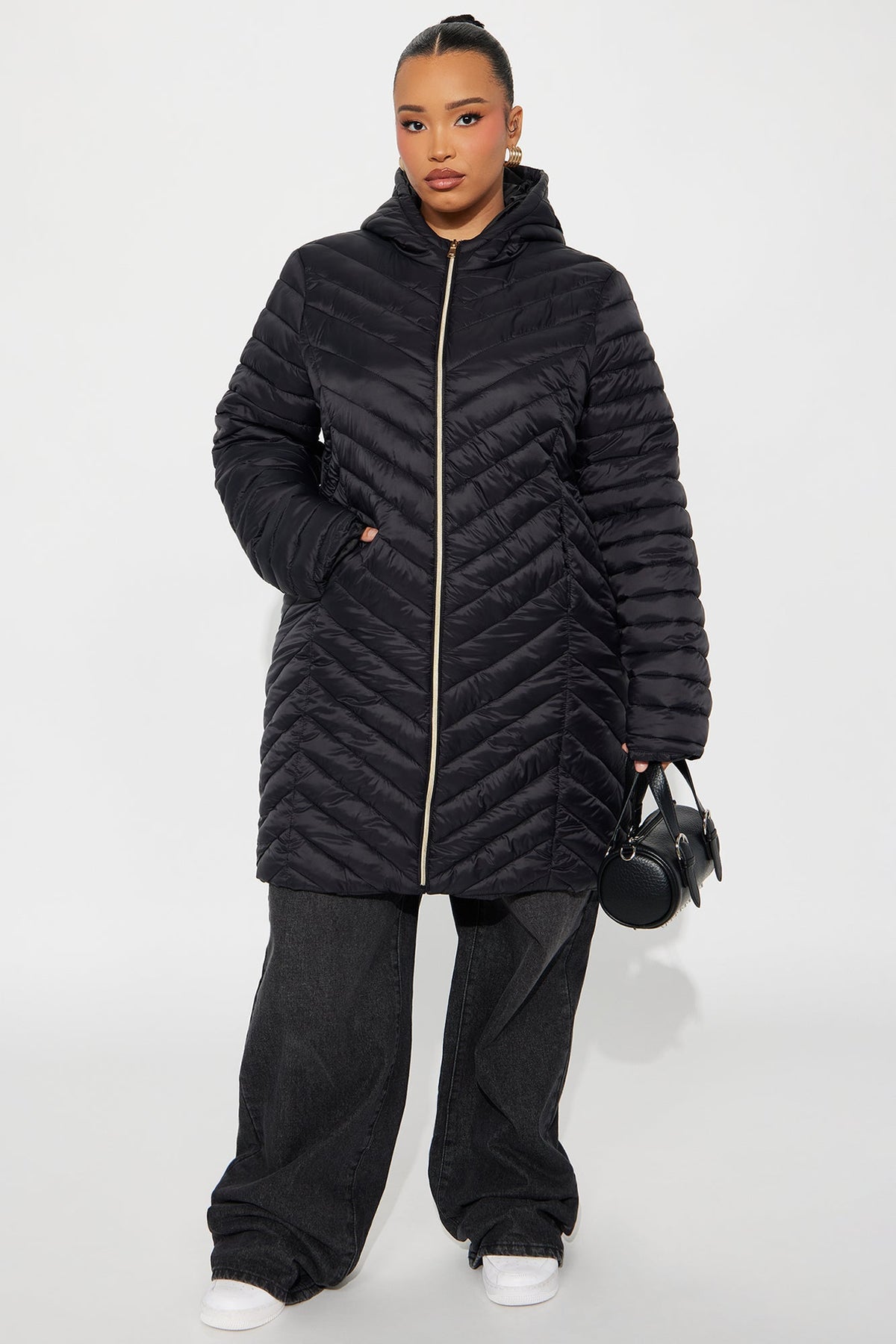 Cold Times Long Puffer Jacket - Black