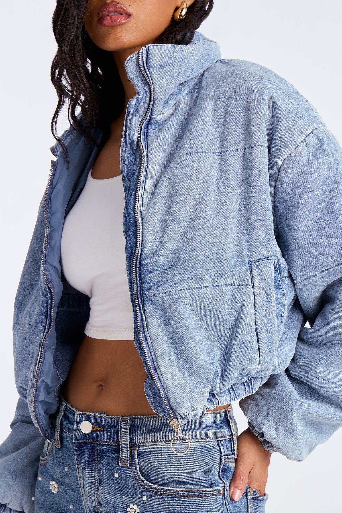 Darby Denim Bomber Jacket - Light Wash