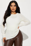 Ariana Waffle Sweater - Ivory