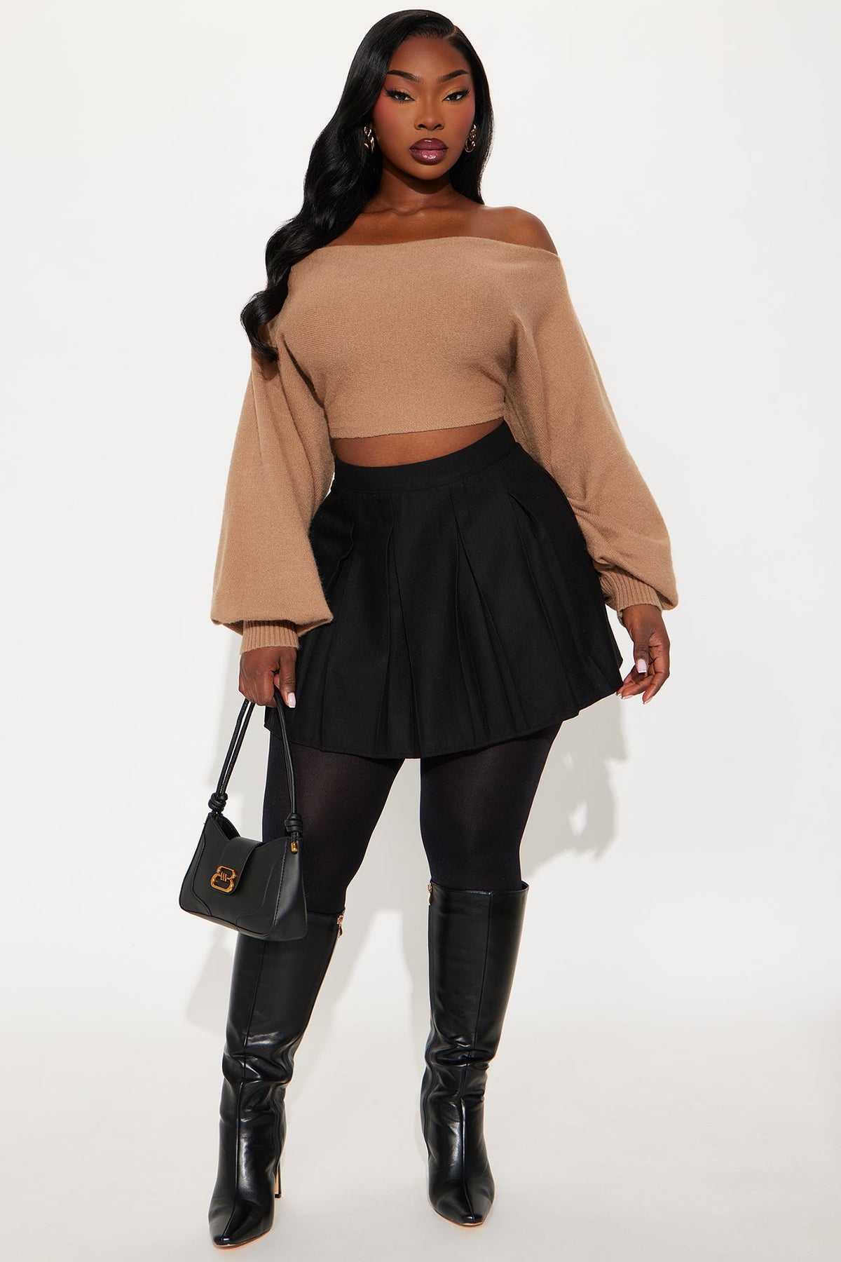 Love Away One Shoulder Sweater Top - Mocha