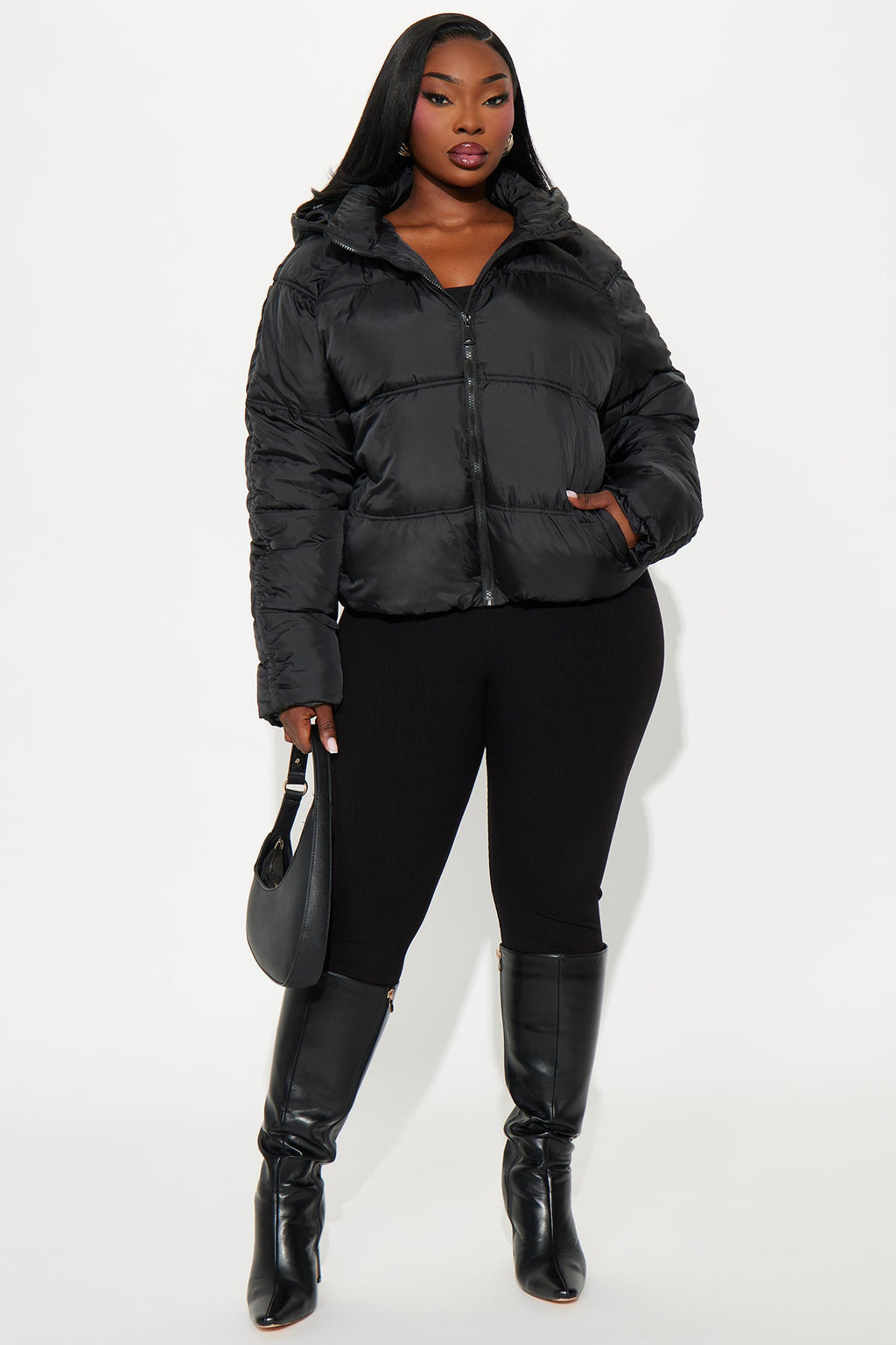 Snuggle Next To Me Puffer Jacket - Black