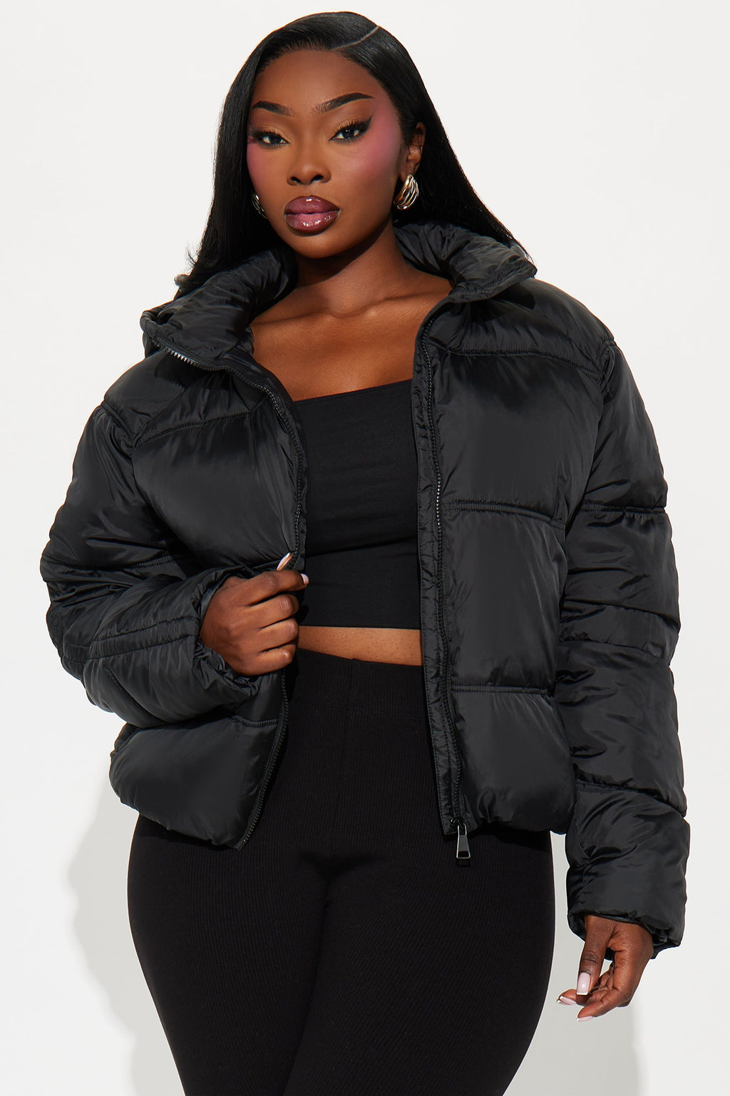 Snuggle Next To Me Puffer Jacket - Black
