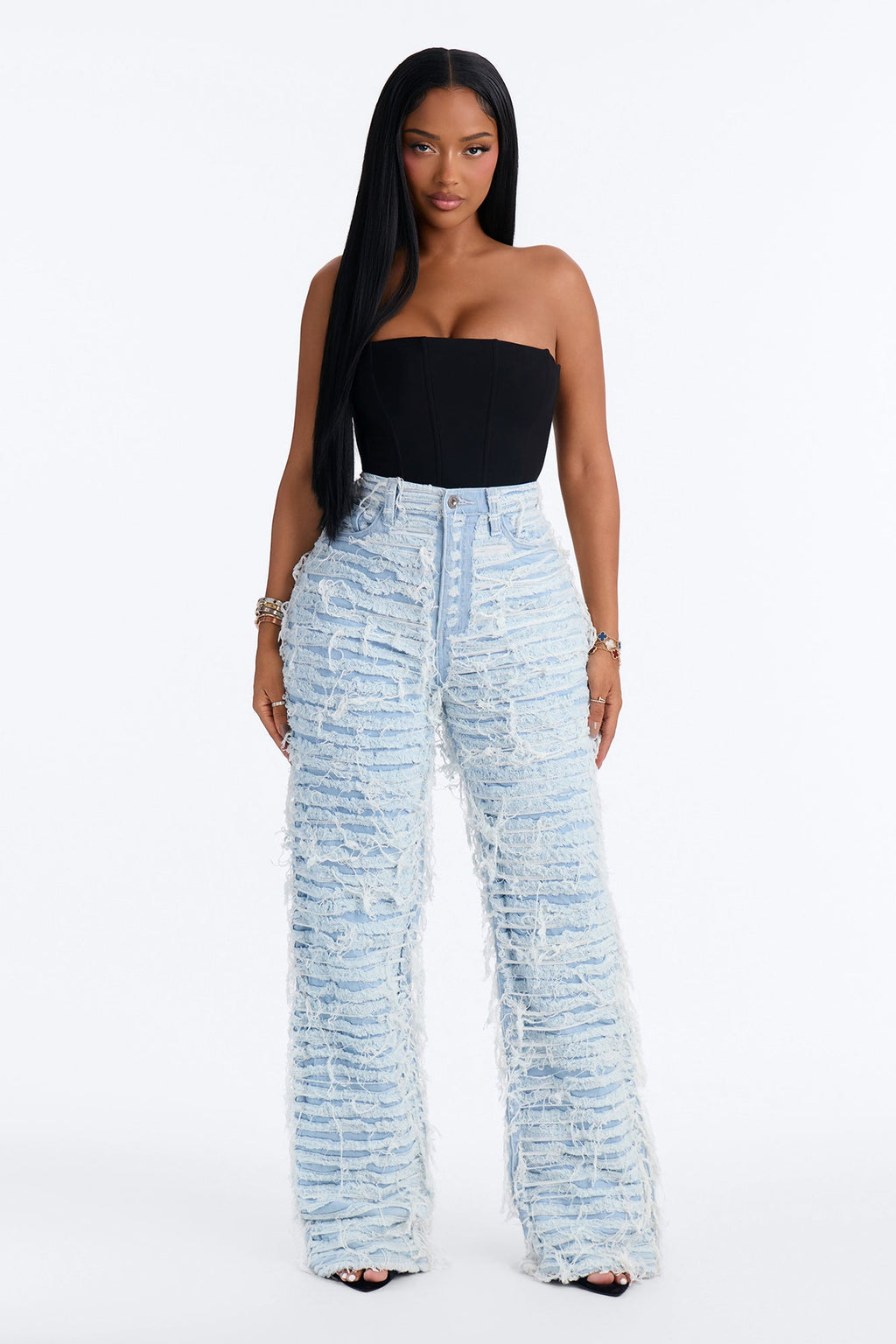 Courtside Deux Stretch Straight Leg Jeans - Light Blue Wash