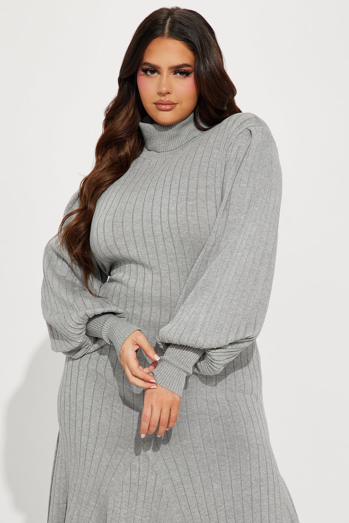 Aquarius Mermaid Sweater Midi Dress - Heather Grey