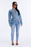 Fuel Up High Rise Skinny Moto Jeans - Light Wash