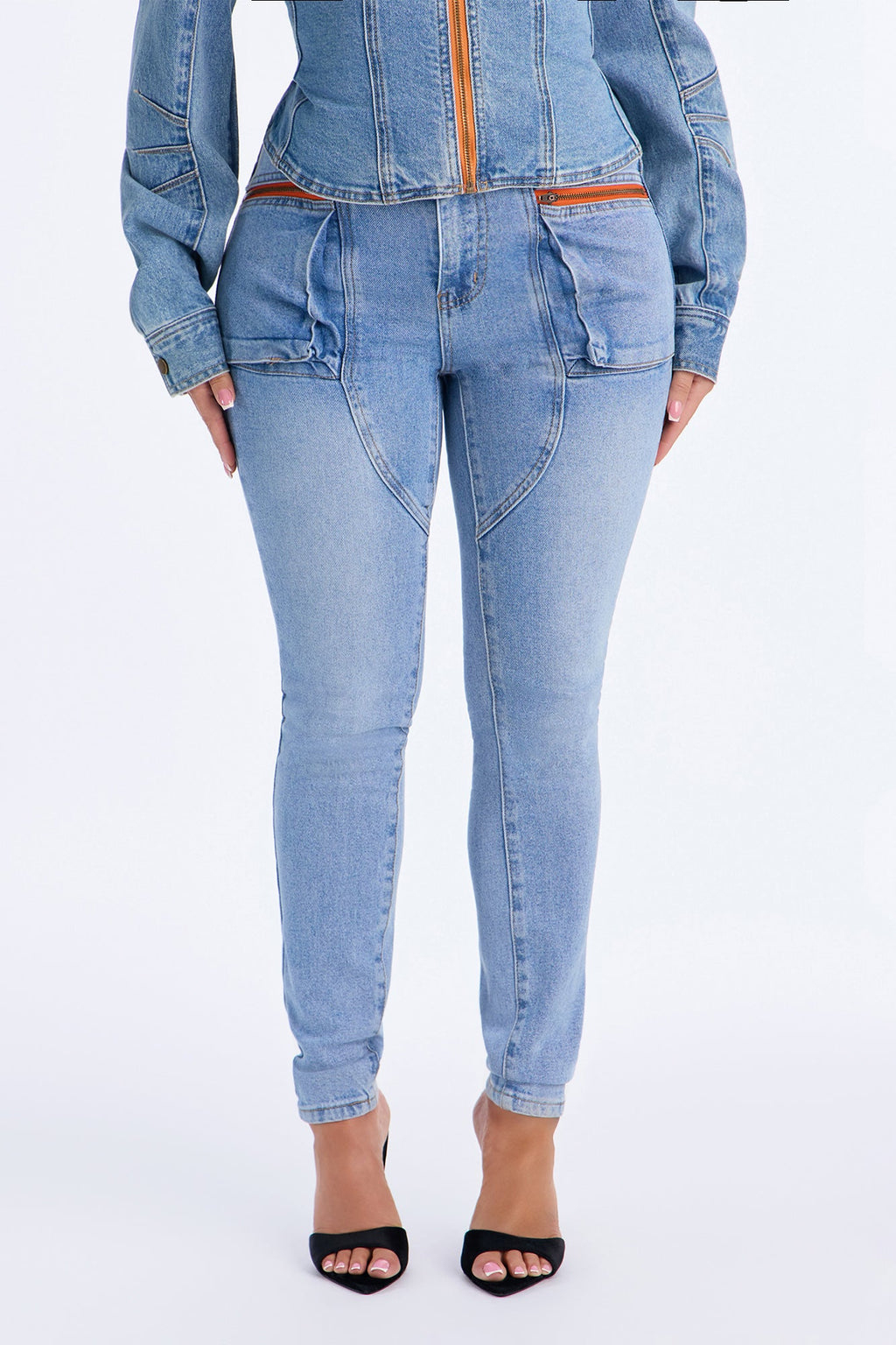 Fuel Up High Rise Skinny Moto Jeans - Light Wash