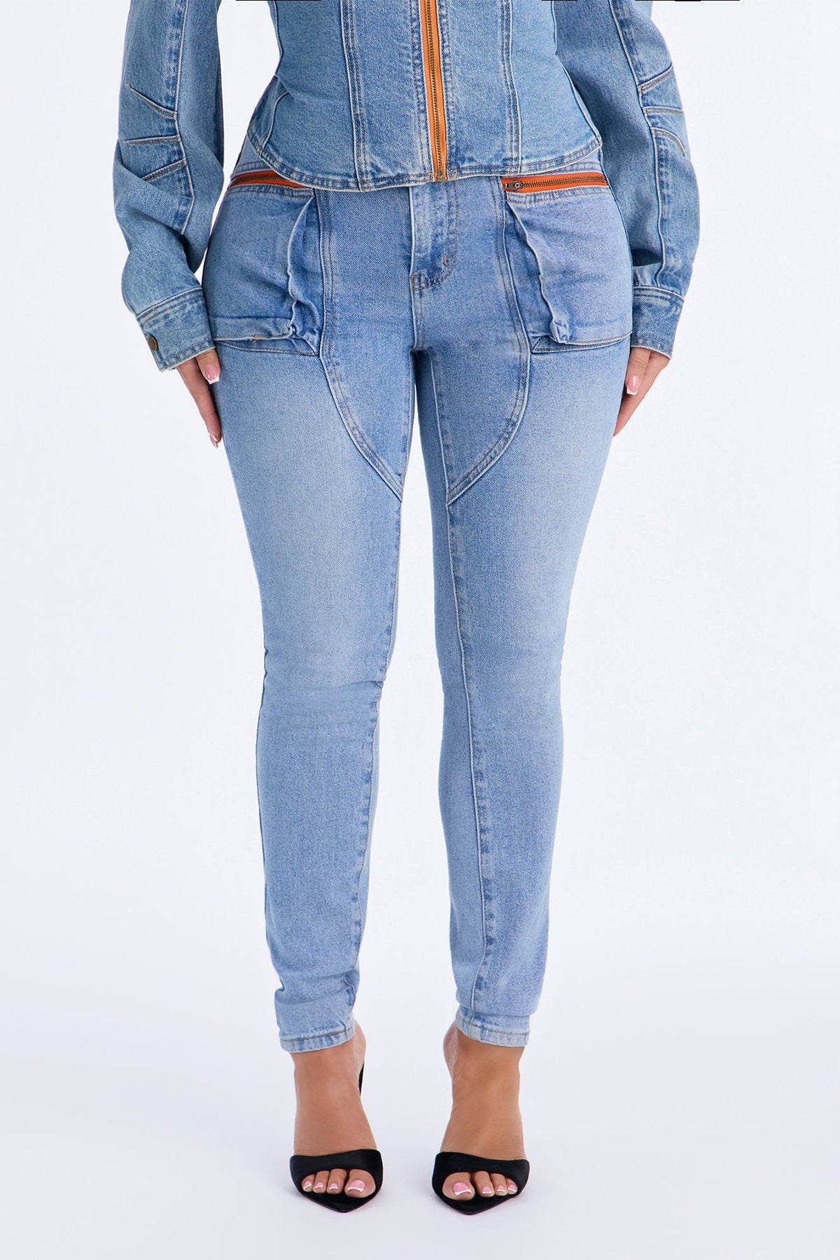 Fuel Up High Rise Skinny Moto Jeans - Light Wash
