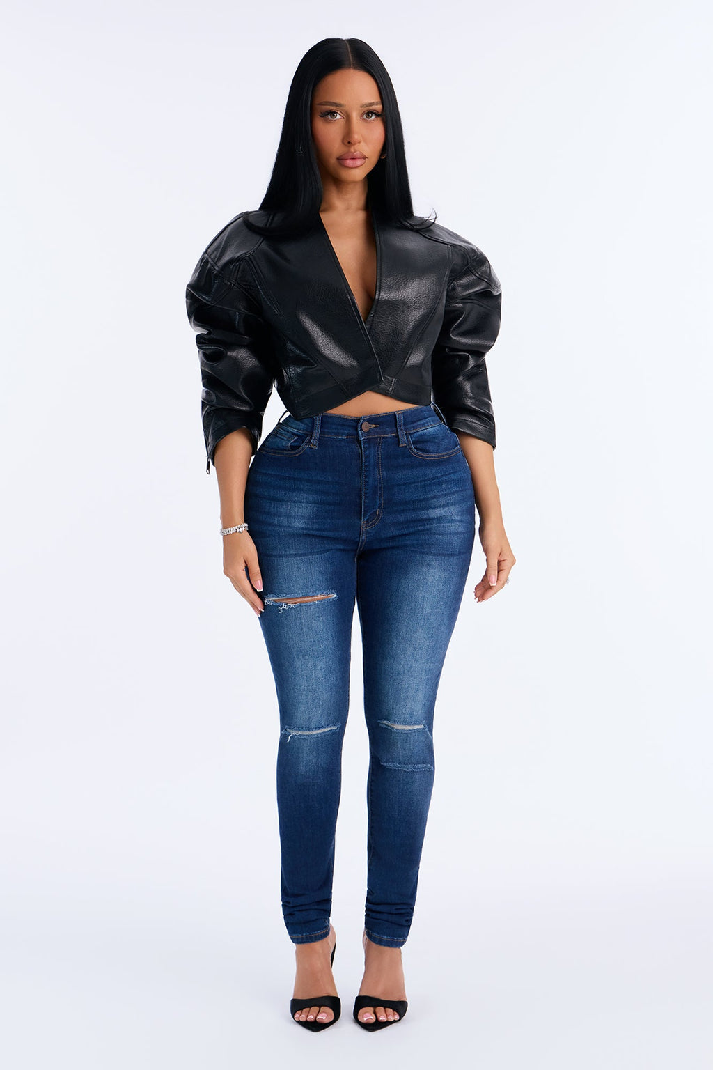 Trisha Ripped High Rise Skinny Jeans - Dark Wash