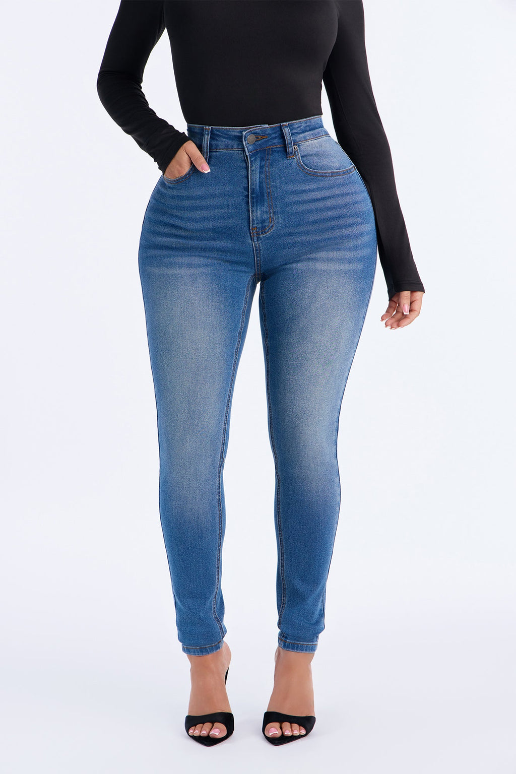 Keep It Tight Shaping Stretch Skinny Jeans - Medium Wash