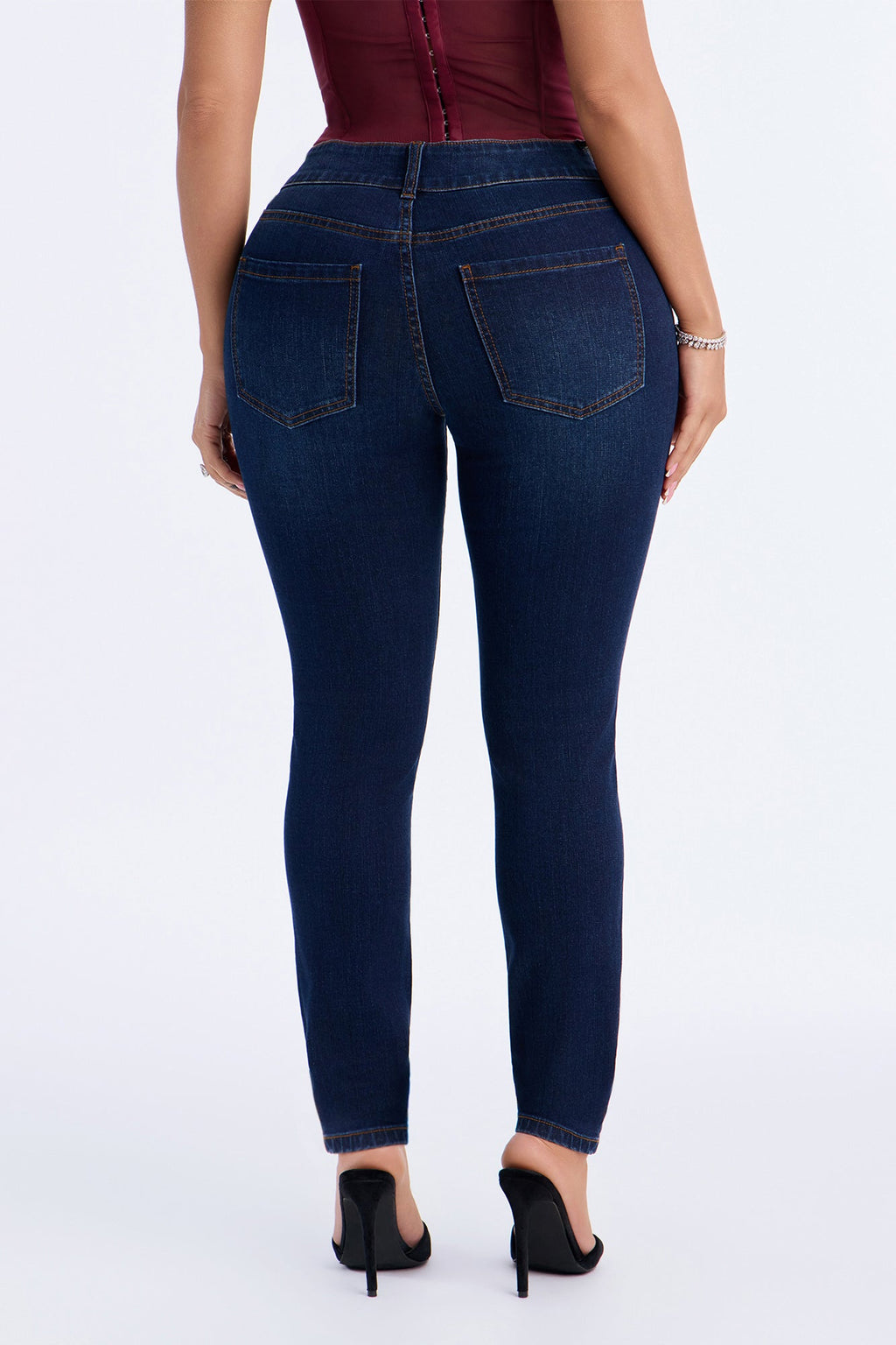 All Night Long Mid Rise Stretch Skinny Jeans - Dark Wash