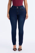 All Night Long Mid Rise Stretch Skinny Jeans - Dark Wash