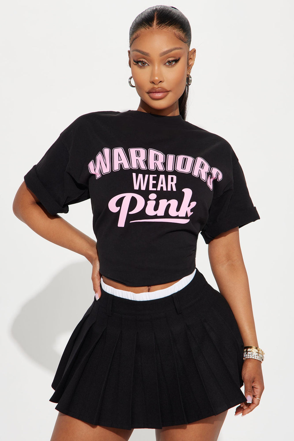 Warriors Wear Pink Breast Cancer Awareness Tee - Black