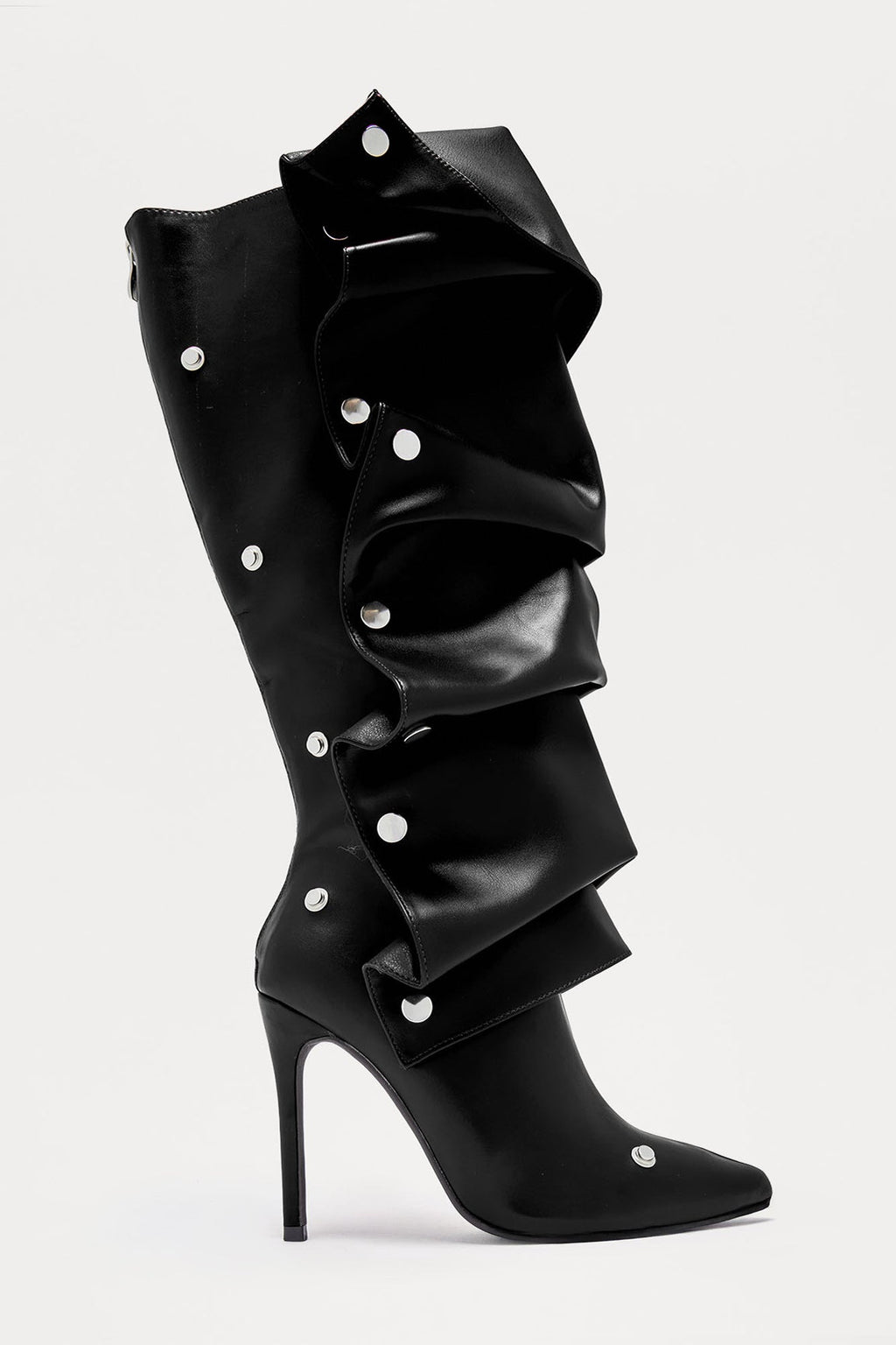 Nay Ruched Studded Boots - Black