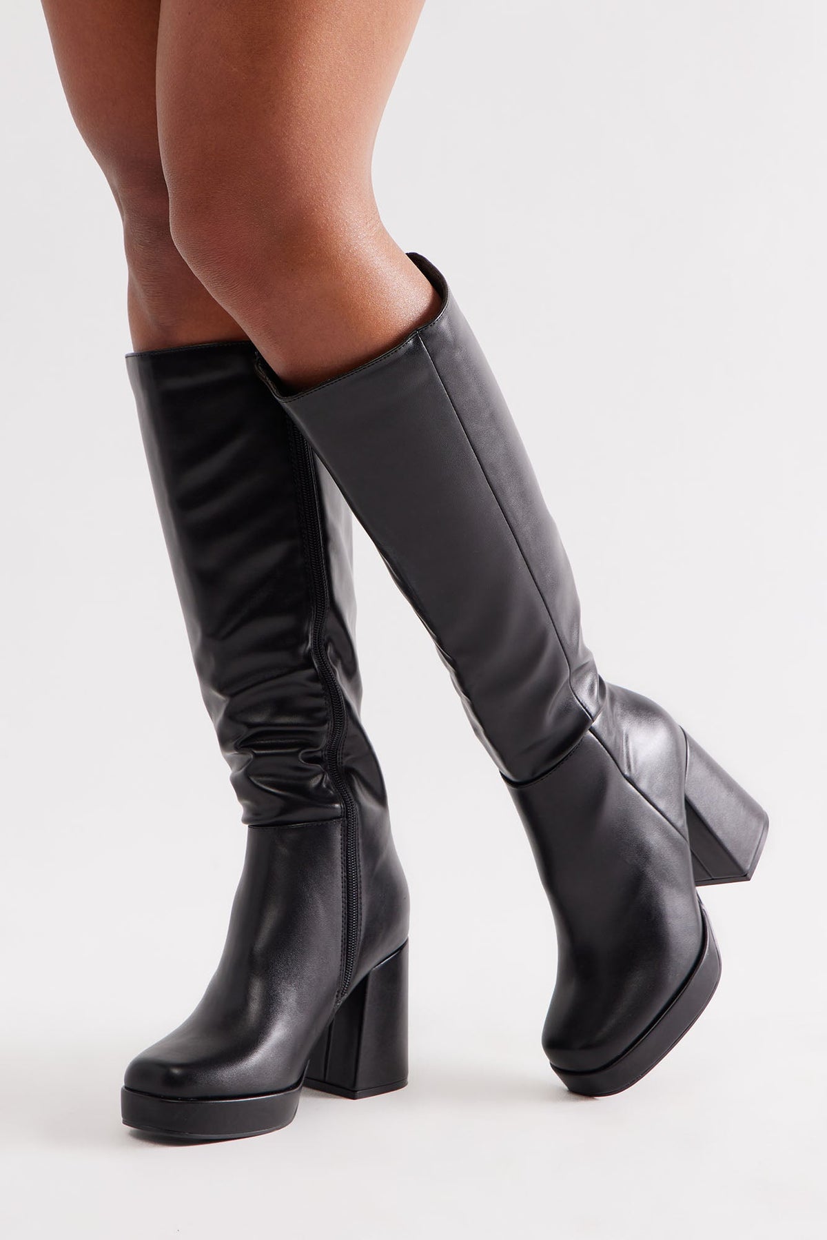 Draven Platform Knee High Boots - Black