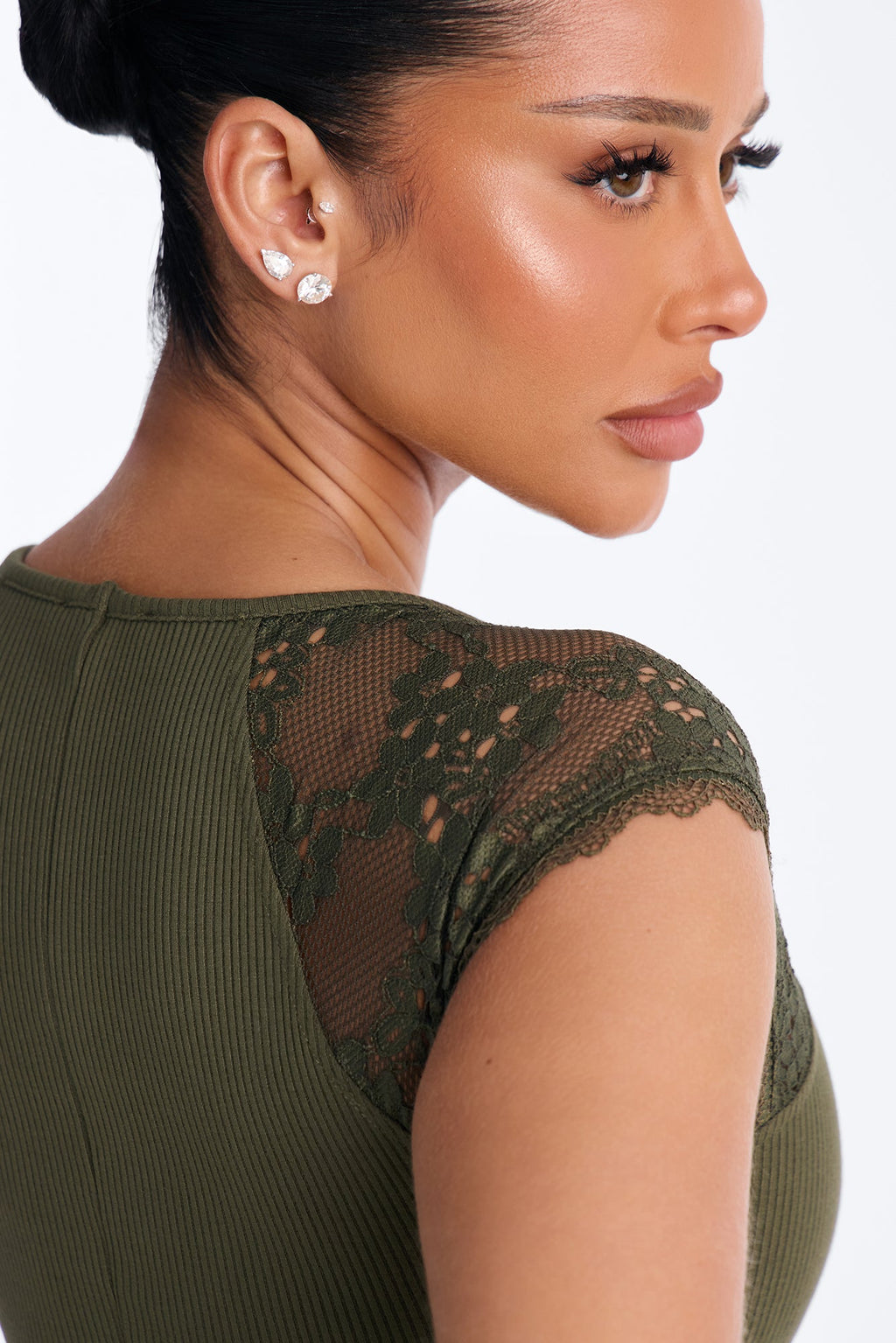 Francesca Sleeveless Snatched Midi Dress - Olive