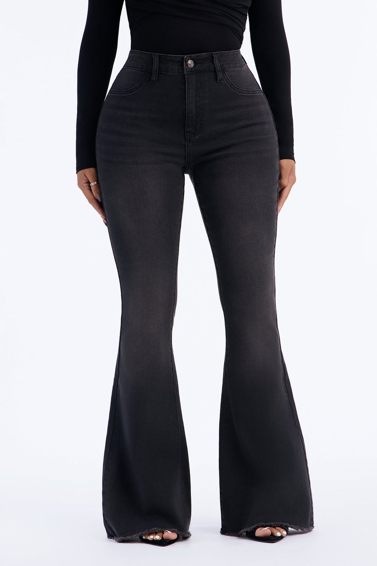 Lucy High Rise Stretch Flare Jeans - Black Wash