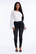 All Night Long Mid Rise Stretch Skinny Jeans - Black Wash