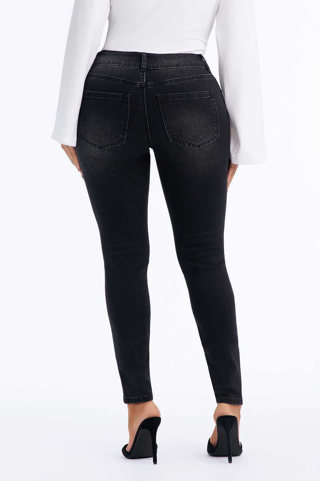 All Night Long Mid Rise Stretch Skinny Jeans - Black Wash