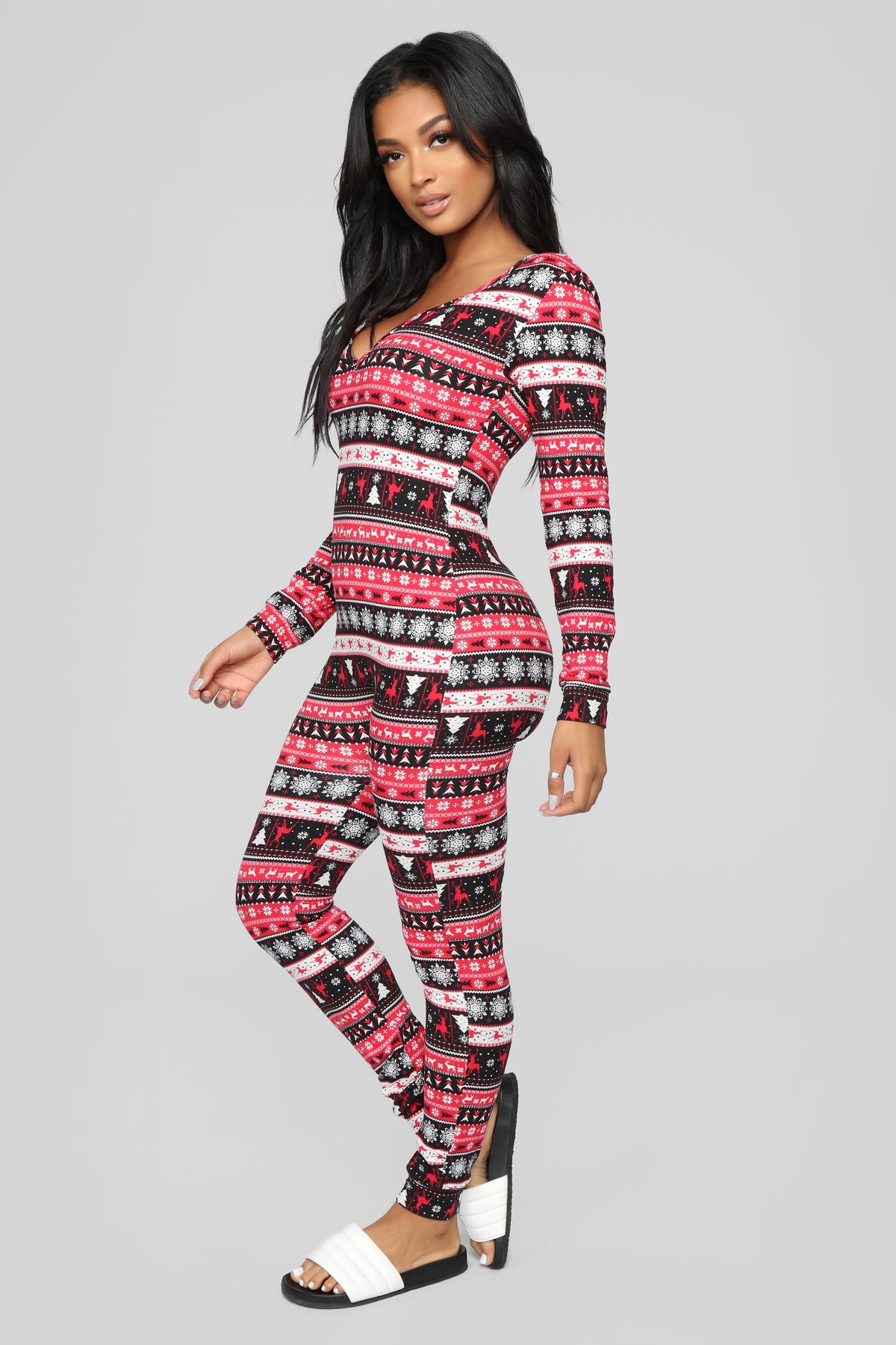 Baby It's Cold Outside PJ Onesie - Red/combo