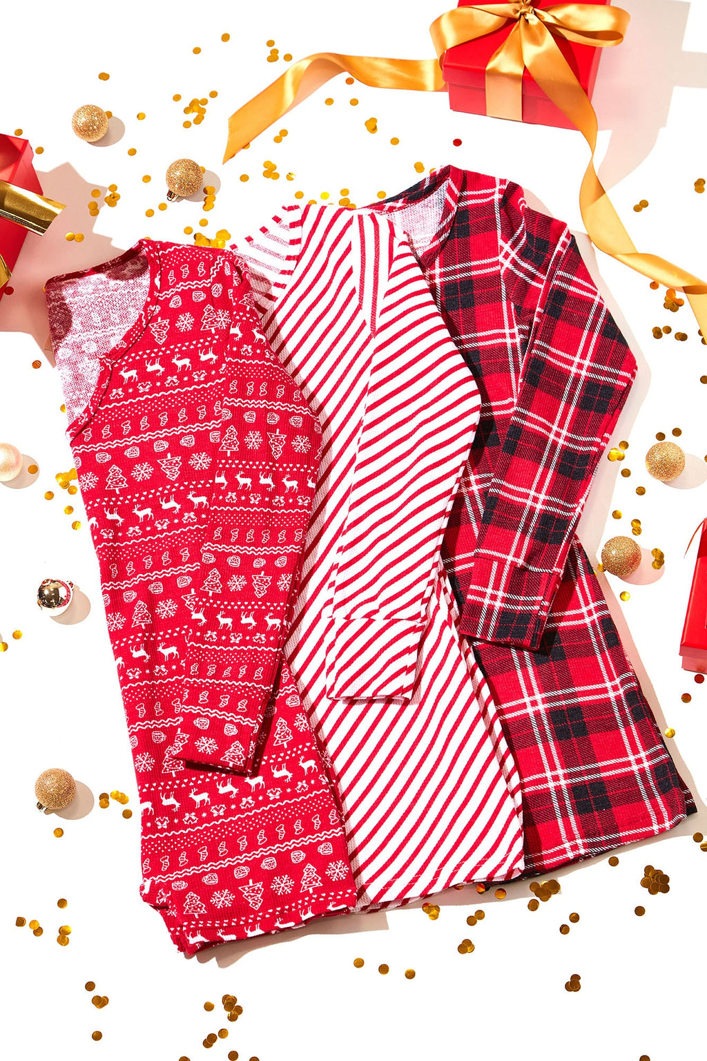 Sleigh Bells Ring Sleep Romper - Red/combo