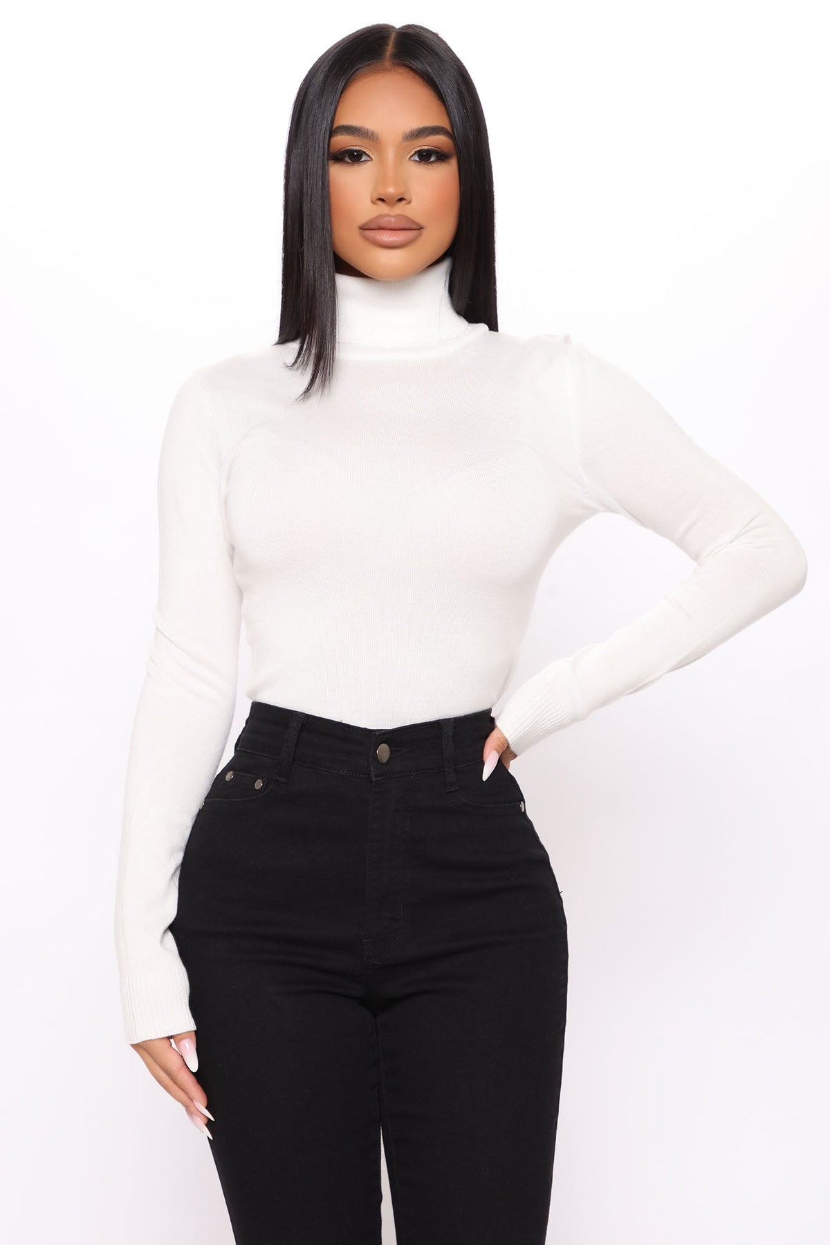 Lena Turtleneck Top - Off White