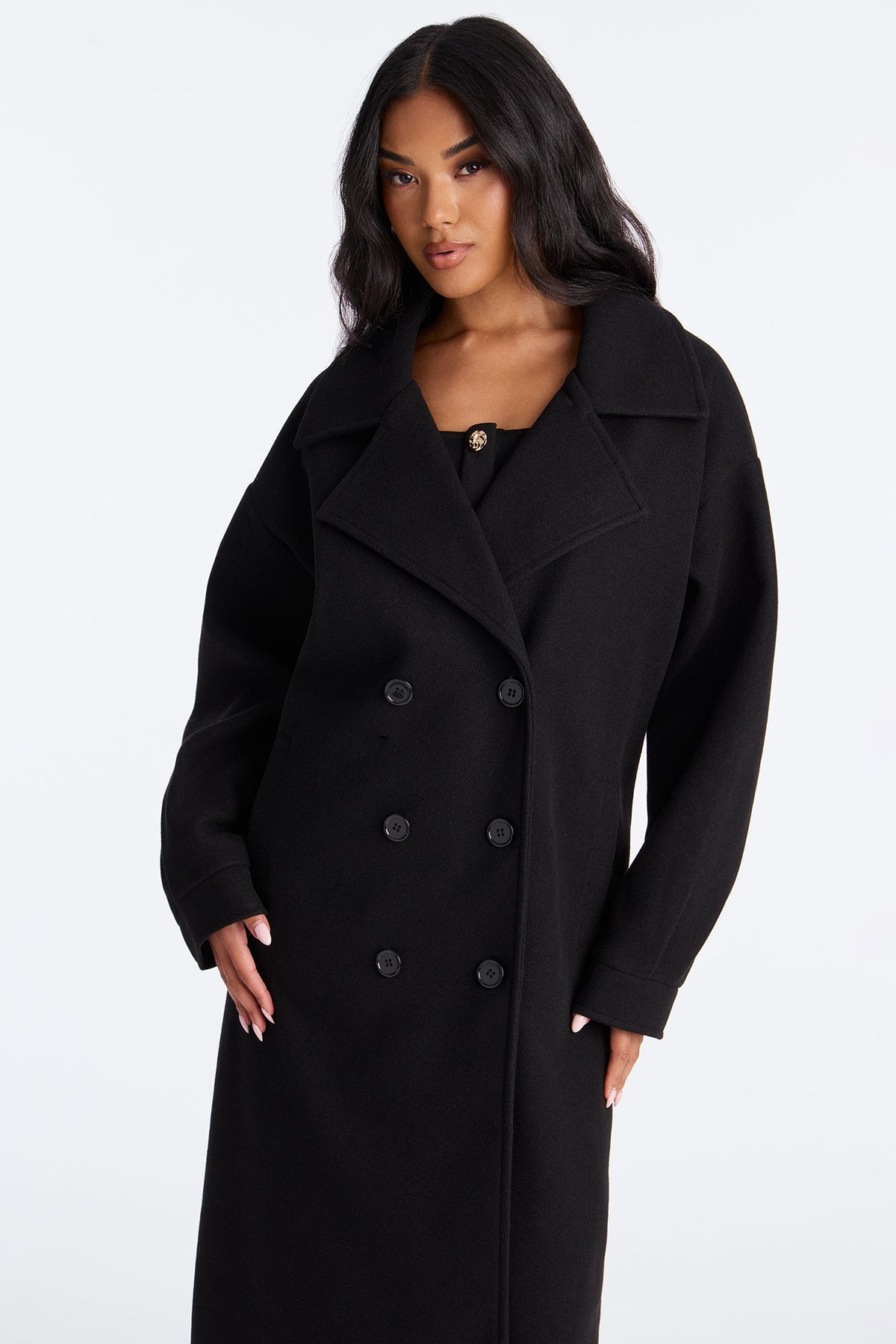 Miranda Wool Trench Coat - Black