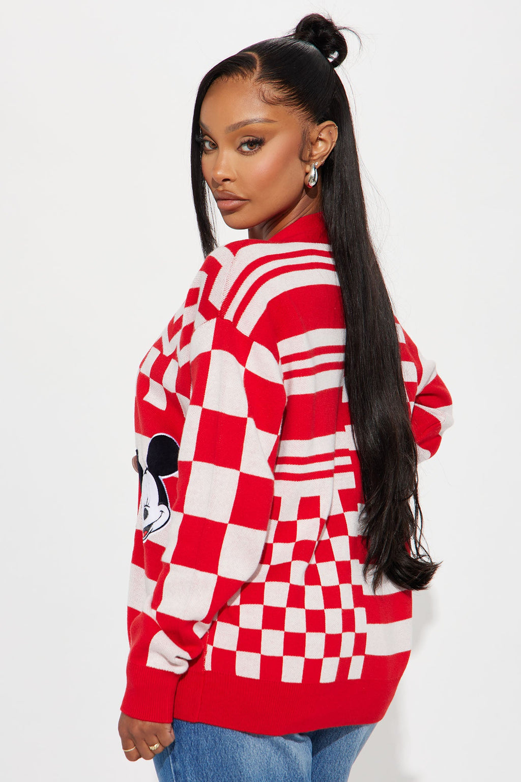 Mickey Mouse Printed Cardigan - Red/combo
