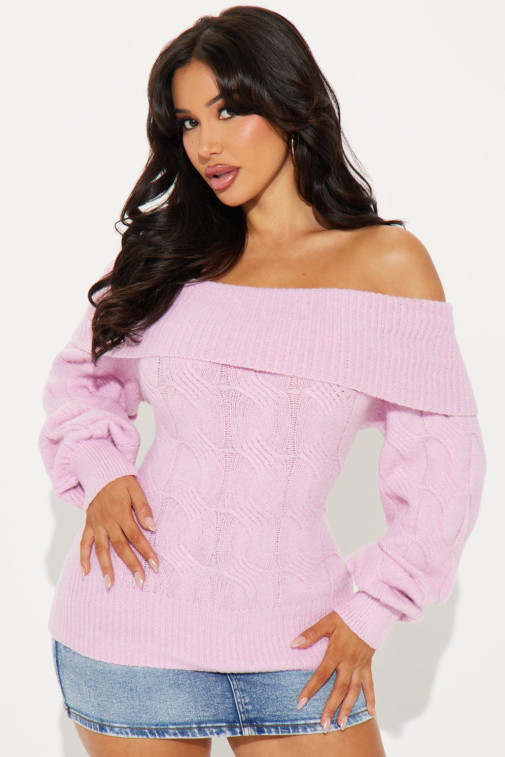 Mila Off Shoulder Sweater - Pink