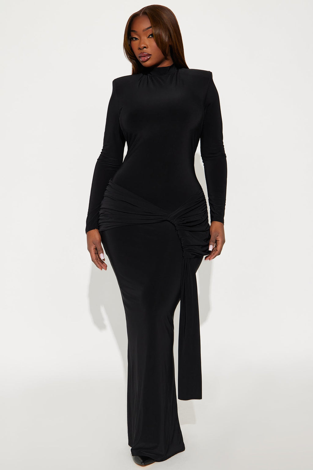 All Glammed Up Draped Maxi Dress - Black