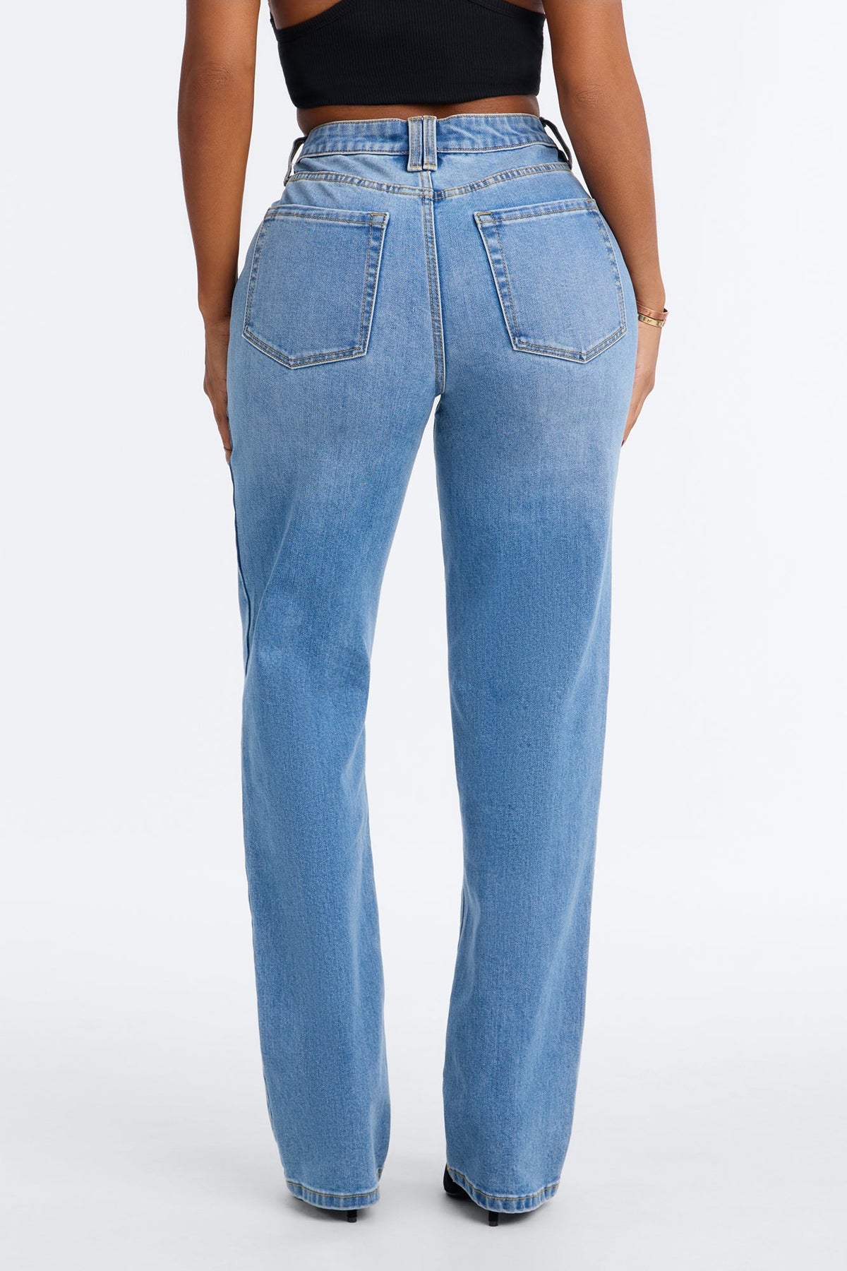 Top Tier Classic High Rise Straight Leg Jeans - Medium Wash