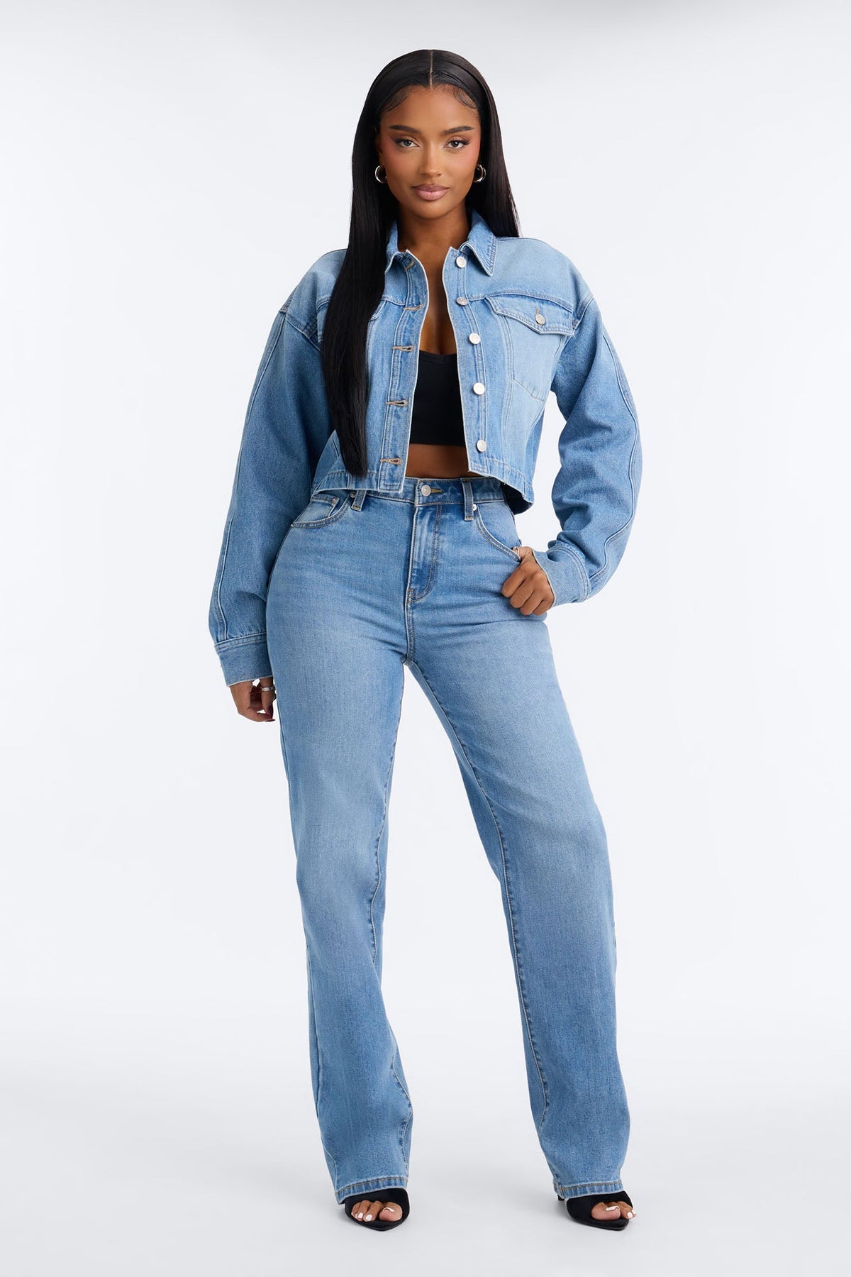 Top Tier Classic High Rise Straight Leg Jeans - Medium Wash