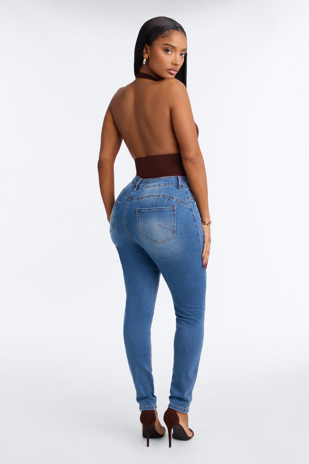 Never Sorry Booty Lifter High Rise Skinny Jeans - Medium Wash