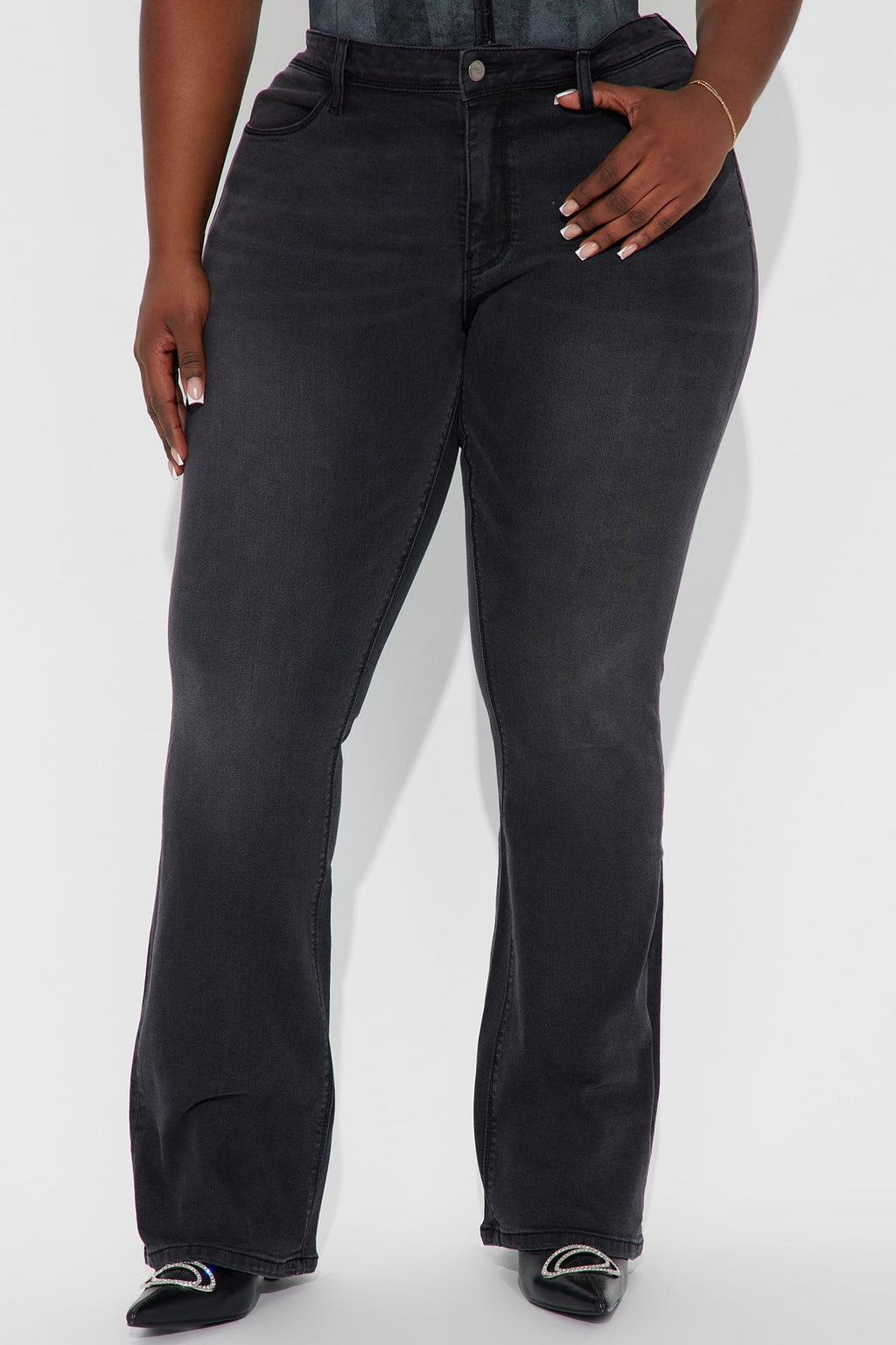 Lost Without You Soft Stretch Bootcut Jeans - Black Wash