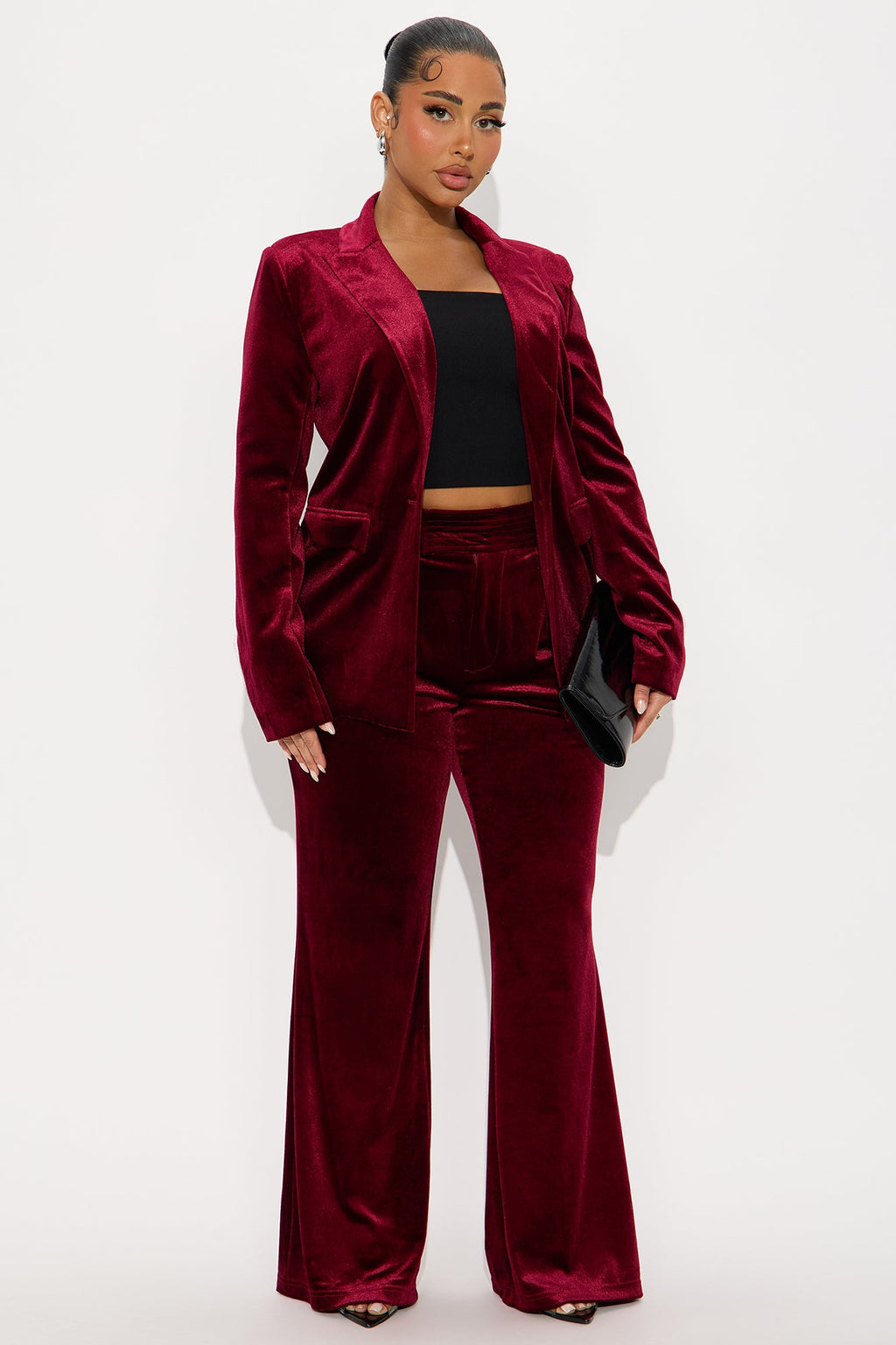 Sugar And Spice Velvet Blazer - Wine