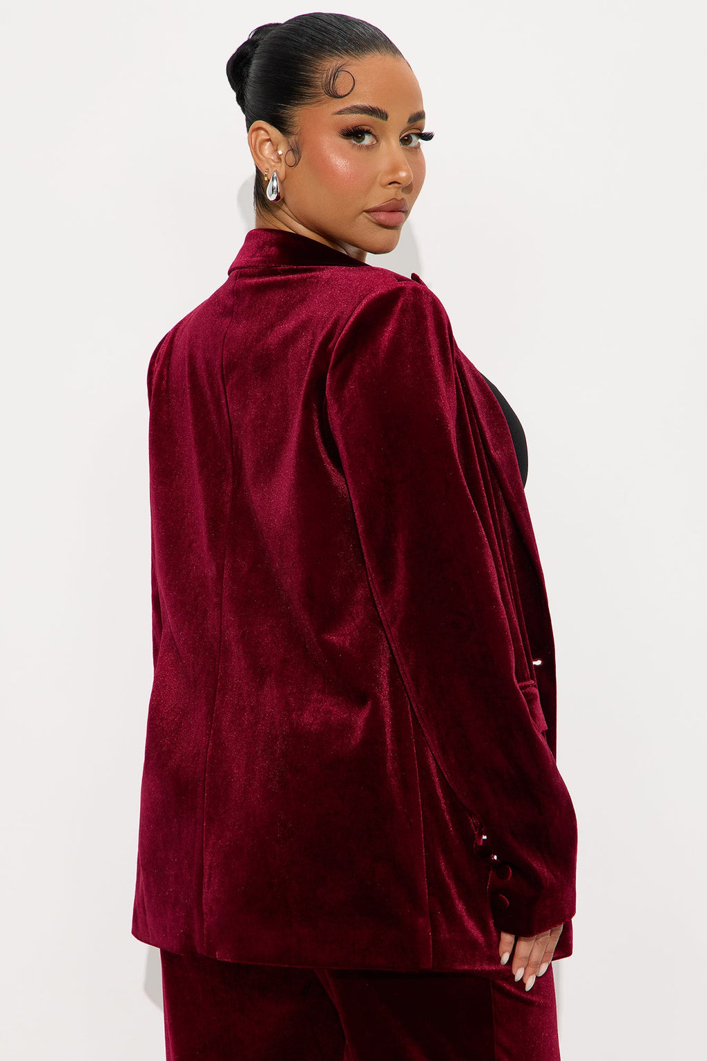 Sugar And Spice Velvet Blazer - Wine